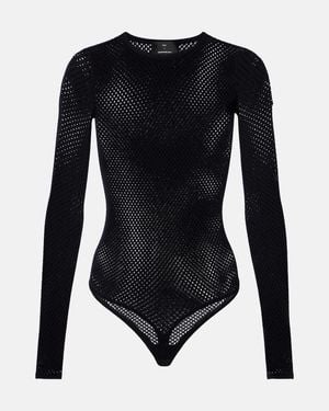 Wardrobe NYC Open-Knit Wool-Blend Bodysuit - Black