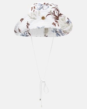 Erdem Floral Linen-blend Bucket Hat - White