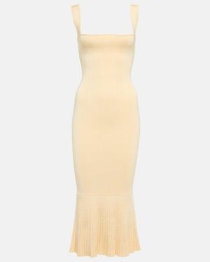 Galvan London Fluted Jersey Midi Dress - Natural