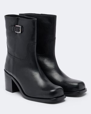 STAUD Bottines Brooklyn En Cuir - Noir