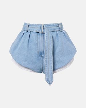 Magda Butrym Belted High-Rise Denim Shorts - Blue
