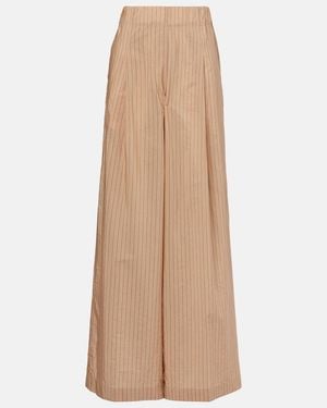 Dries Van Noten Striped Cotton-Blend Palazzo Trousers - Natural