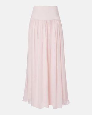 Posse Solene High-Rise Mesh Maxi Skirt - Pink