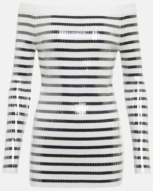Jean Paul Gaultier Sequined Striped Jumper Minidress - Grey