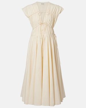 TOVE Ceres Gathered Cotton Midi Dress - Natural