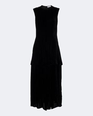 Stella McCartney Pleated Velvet Midi Dress - Black