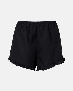 Hunza G Frill Cotton Poplin Shorts - Black