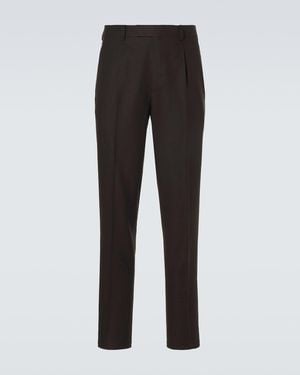 ZEGNA Cotton Straight Trousers - Black