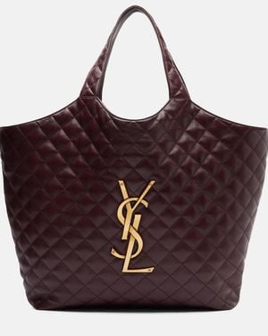 Saint Laurent Shopper Icare Maxi De Piel - Rojo