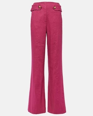 Veronica Beard Sunny Linen-Blend Twill Flared Trousers - Pink