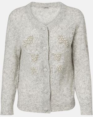 JACQUES WEI Cardigan En Mezcla De Alpaca Y Lana Con Cuentas - Gris