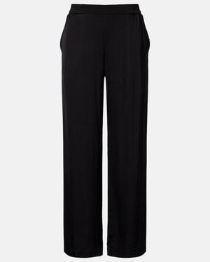 Velvet Larkin Wide-Leg Trousers - Black