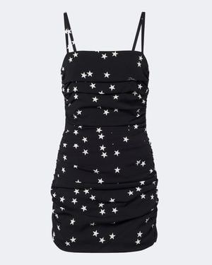 Dolce & Gabbana Printed Ruched Silk-Blend Minidress - Black