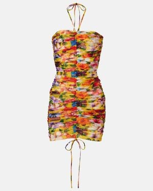 Dolce & Gabbana Ruched Floral Halterneck Minidress - Multicolour