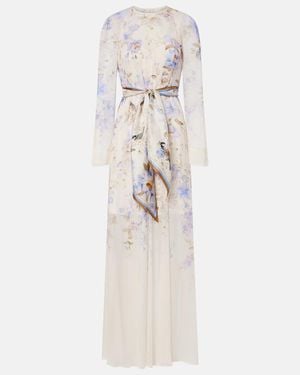 Zimmermann Luna Belted Floral Maxi Dress - White