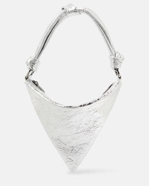 AMINA MUADDI Schultertasche Cameron Mini Aus Metallic-Leder - Weiß