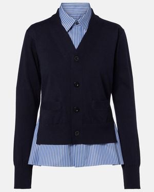 Sacai Cardigan Aus Baumwolle - Blau