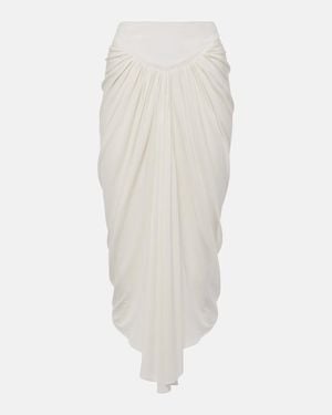 Alaïa Draped Asymmetric Midi Skirt - White