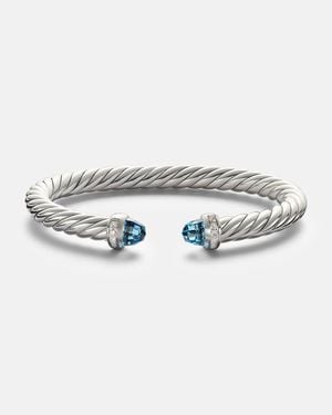 David Yurman Cable Flex 925 Sterling Bracelet With Diamonds And Topaz - Metallic