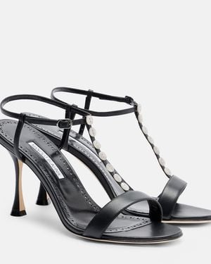 Manolo Blahnik Sandalen Imbosan Aus Leder - Schwarz