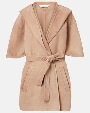 Max Mara Chiffon Suede Wrap Jacket - Natural