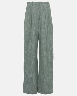 Co. High-Rise Wool-Blend Wide-Leg Trousers - Green