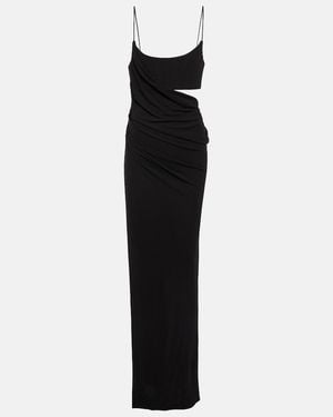 Alex Perry Asymmetric Draped Jersey Maxi Dress - Black