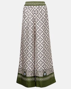 La DoubleJ Printed Silk Twill Palazzo Trousers - Multicolour