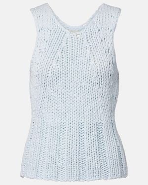 KHAITE Cassie Knitted Cotton Top - Blue