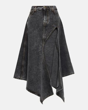 Y. Project Evergreen Denim Midi Skirt - Black