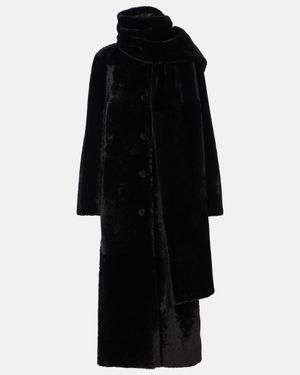 Nour Hammour Daphne Shearling Coat - Black