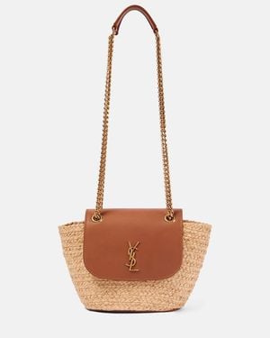 Saint Laurent Mini Manon Raffia Shoulder Bag - White
