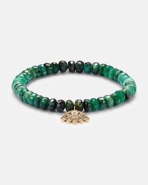 Sydney Evan Armband Evil Eye aus Korund mit 14kt Gelbgold und Diamanten - Grün