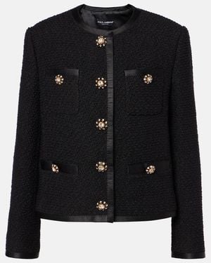 Dolce & Gabbana Wool And Silk-Blend Tweed Jacket - Black