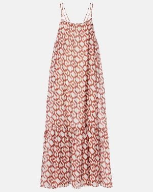 Max Mara Alisso Printed Cotton And Silk Midi Dress - Red