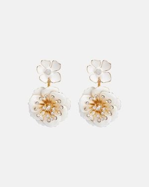 Carolina Herrera Pendientes Florales Con Cristales - Blanco