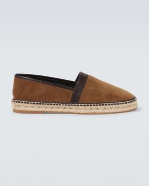 Manolo Blahnik Nerano Leather-Trimmed Suede Espadrilles - Brown