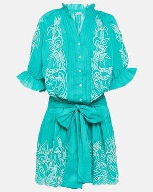 Juliet Dunn Colorblocked Cotton Minidress - Blue