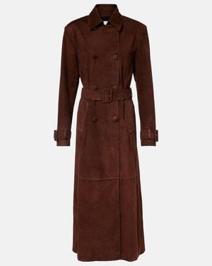 Nour Hammour Tate Suede Trench Coat - Brown