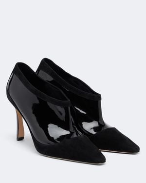 Manolo Blahnik Ters Suede And Patent Leather Pumps - Black
