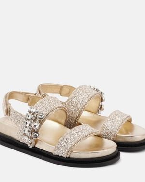 Jimmy Choo Verity Embellished Glitter Sandals - Metallic