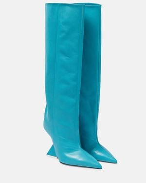 The Attico Cheope Leather Knee-High Boots - Blue