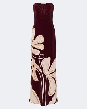 Cala De La Cruz Yves Floral Gathered Velvet Gown