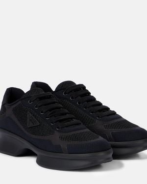 Prada Logo Plaque Trainers - Black