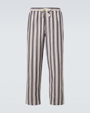 Orlebar Brown Sonoran Striped Cotton Straight Trousers - White