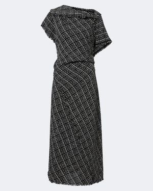 Erdem Checked Cotton-Blend Tweed Midi Dress - Black