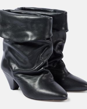 Isabel Marant Ryska Leather Ankle Boots - Black
