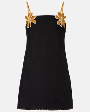 Cala De La Cruz Catania Applique Cotton-Blend Minidress - Black