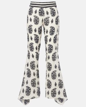 Johanna Ortiz Printed Linen Wide-Leg Pants - White