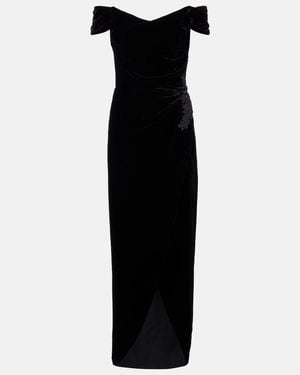 Costarellos Embellished Off-Shoulder Velvet Gown - Black
